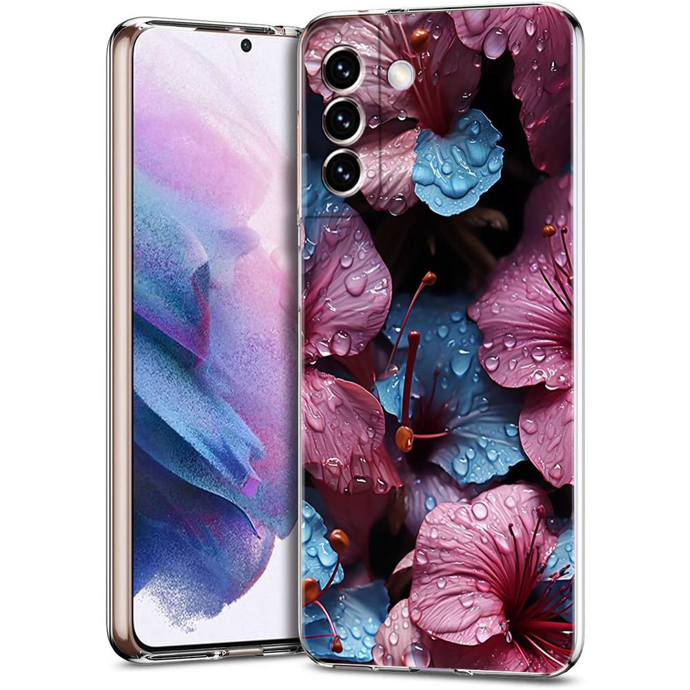 Чехол для телефона Samsung Galaxy S24 Ultra S23 FE S22 S20 S21 5G S10 S9 Plus S10E S8 Силиконовый Прозрачный Красивые Цветы Листья Чехол