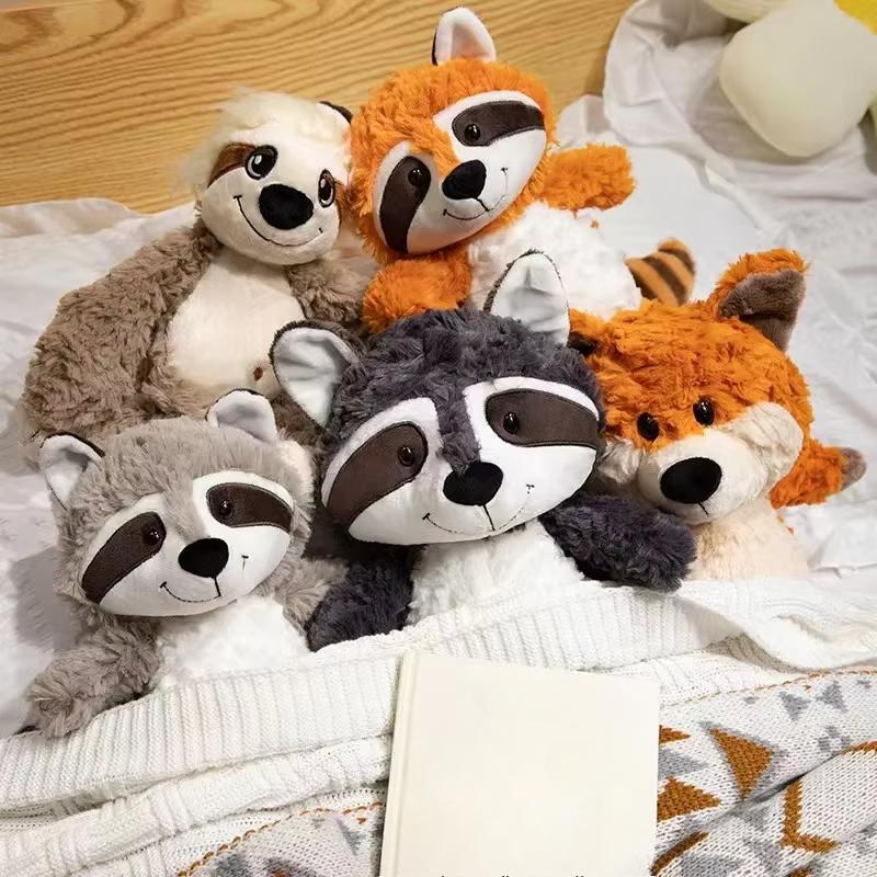 25/35cm Creative Toys Forest Animals Fox Raccoon Sloths Plush Doll Pillows Soft Filling Cute Playful Shapes Good Gifts