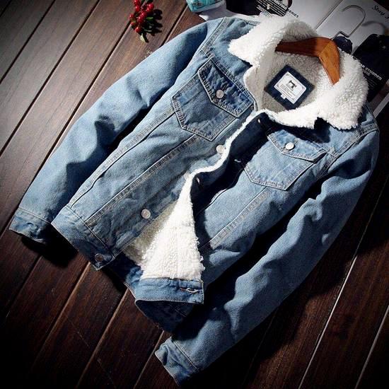 Зимняя мужская джинсовая теплая куртка Модная куртка Повседневная куртка