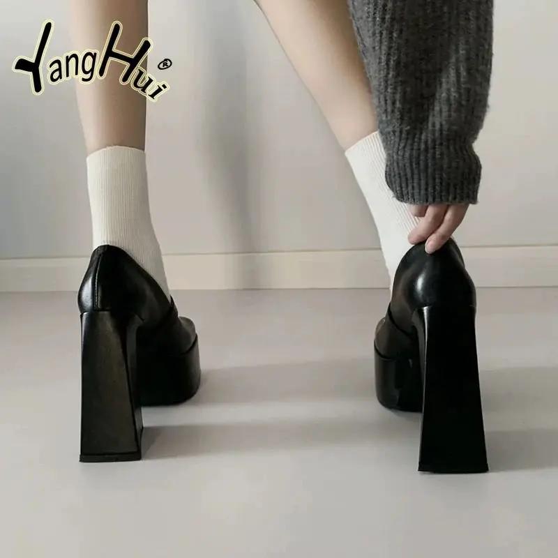 2024 Весна Новая мода Туфли Мэри Джейн Толстые каблуки Универсальные одинарные туфли Ретро Римский темперамент Высокие каблуки Женщины Платформа