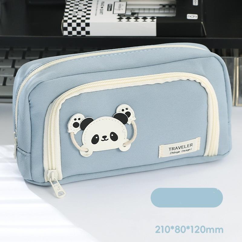 Черный пенал с пандой, супер-емкий дорогой пенал для девочек, школьный пенал для девочек