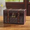 Wooden Retro Woven Lockable Medicine Box Organizer With Password For Home Office