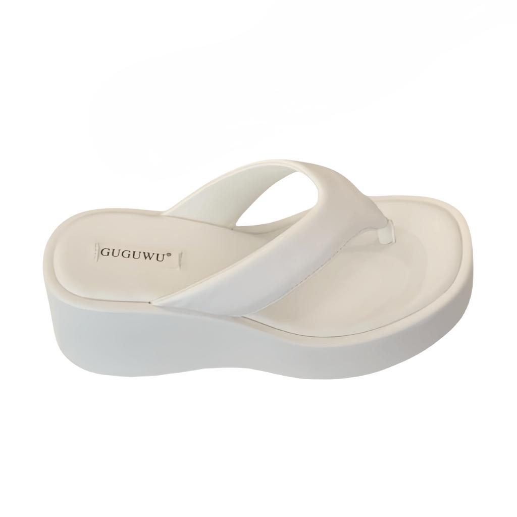 French Niche Seaside Vacation Toe Flip-flops Women's Thick Bottom Summer Muffin Slope Heel Outside Wearing Beach Cool Slippers