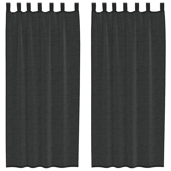 VidaXL Voile Curtains with Rod Pocket 2 Pcs Black, Net Curtain, Sheer Curtain, Window Voile, Treatment of 4102168