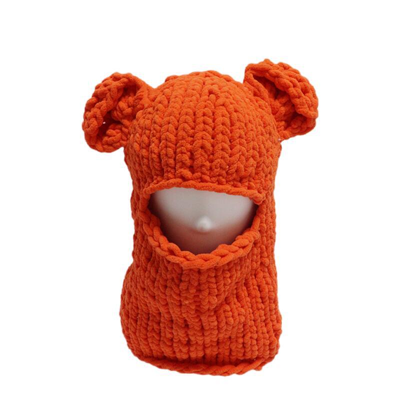 New Hand-Knitted Velvet Rabbit Ear Hat with Devil Horns - Warm, Thick, Sweet, and Stylish Spicy Girl Face Mask