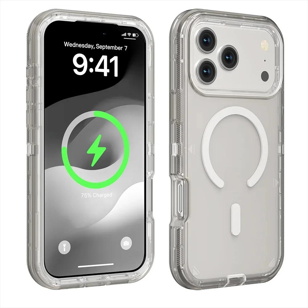 Прочный 3-в-1 Механический OTT-Бокс Магнитный Зарядный Чехол Для IPhone 17 Pro Max Air 16 15 14 13 12 Plus Усиленный Противоударный Бампер