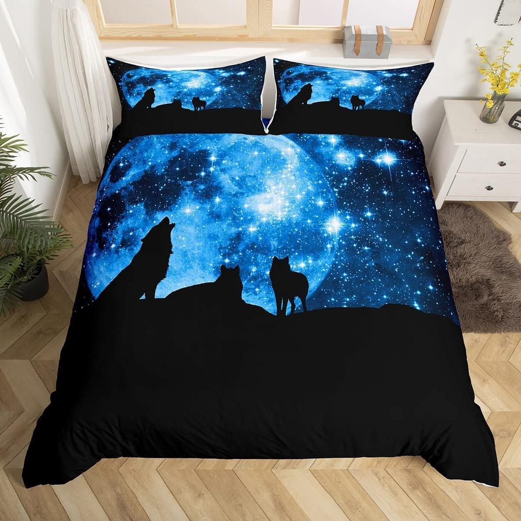 Galaxy Duvet Cover Set For Teen Kids Starry Sky Bedding Set Cosmos Comforter Cover With Pillowcase Soft Microfiber Zipper Design