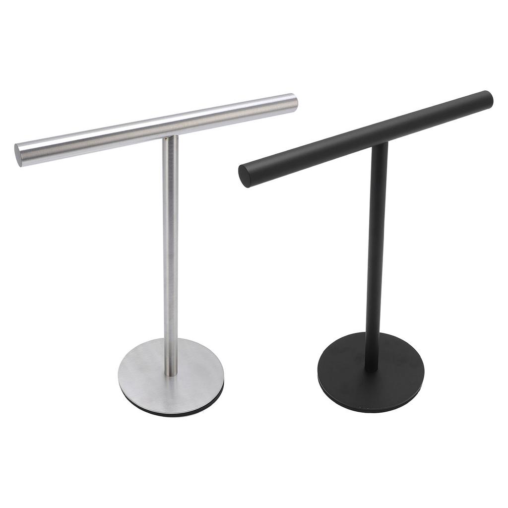 T Shape Towel Holder Stainless Steel Standing Hand Towel Rack with Heavy Base Jewelry Organizer for