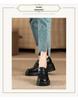 Women's Thick-Soled Leather Loafers: Height-Enhancing, Platform Sole, Round Toe, Daily JK Retro British Style, Korean Version, Waterproof.