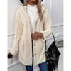 Autumn and Winter Hooded Solid Color Cardigan Button Long Sleeved Casual Fleece Jacket