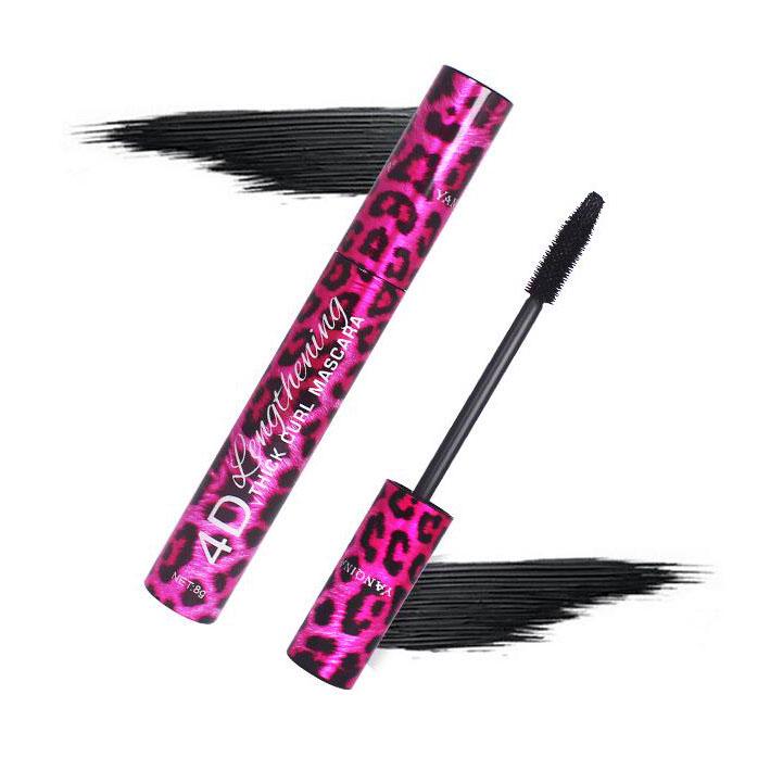 YANQINA 4D Silk Fiber Lash Mascara Long Curling Eyelash Black Waterproof Fiber Eye Lashes Makeup
