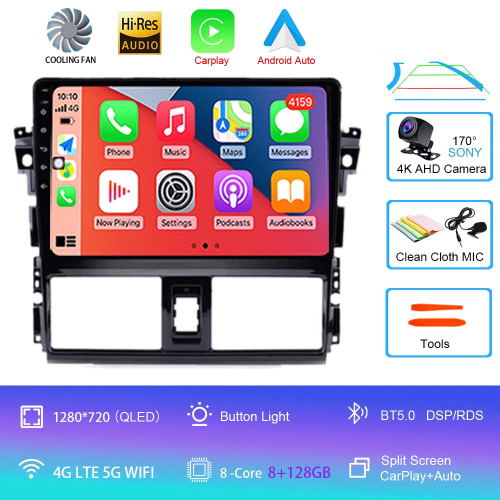 Android 14 для TOYOTA VIOS YARIS 2013 2014 2015 2016 Мультимедийный видеоплеер Автомобильный радиоприемник GPS-навигация БЕЗ DVD 2 Din Carplay Новый