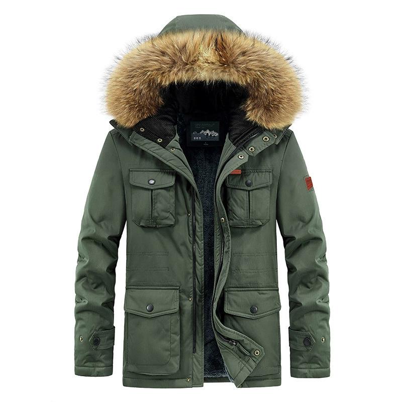 Men's Autumn and Winter Old Cotton-padded Jacket Men's Padded Wool Collar Winter Graphene Cotton-padded Clothes