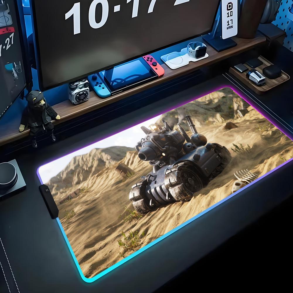 Metal Slug Игровой коврик для мыши RGB Большой светодиодный коврик Настольный коврик для ПК Светящийся коврик для мыши Большие коврики для клавиатуры Настольный ковер с подсветкой