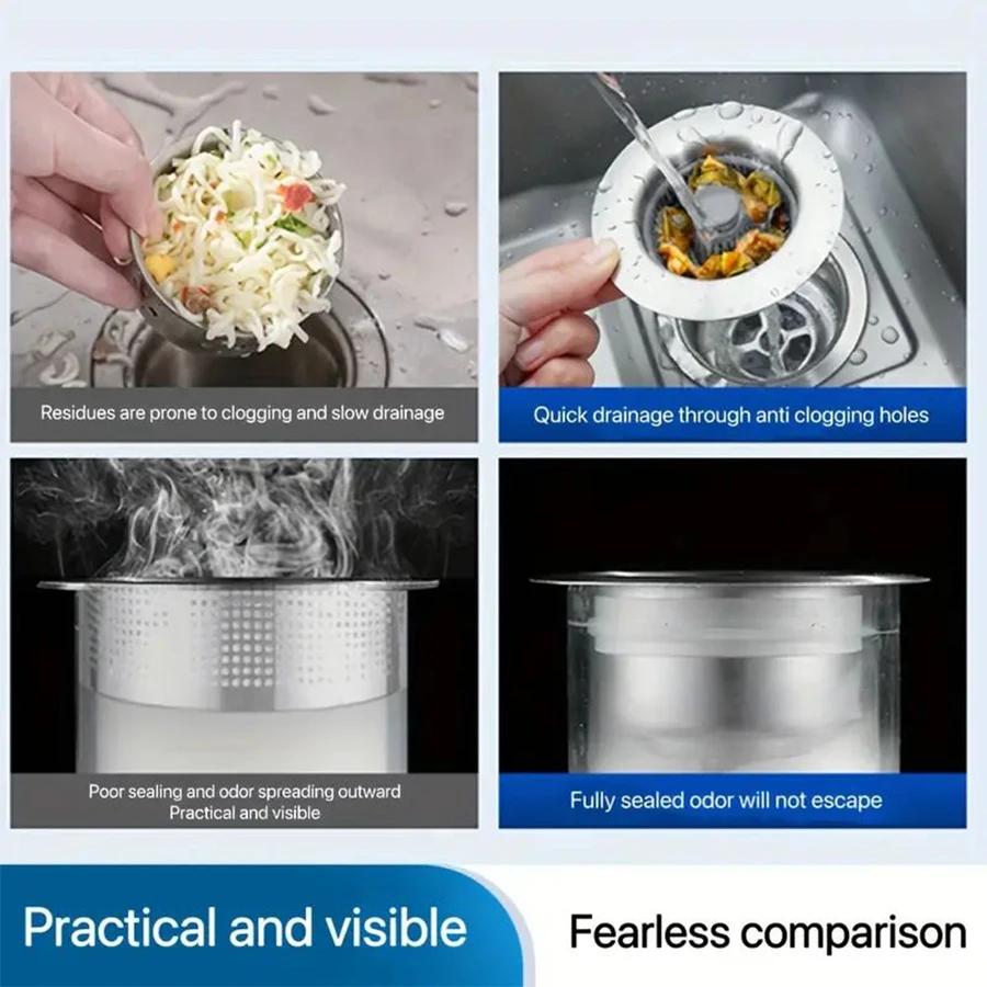 1 кухонная мойка из нержавеющей стали 304 со сливной пробкой, мойка высокого давления, пружинный сердечник, фильтр, аксессуары против засорения