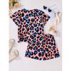 Летний комплект из 2 предметов детской повседневной одежды с милым мультяшным леопардовым принтом для девочек, разноцветный, тонкий, прохладный и дышащий, 4-8 лет