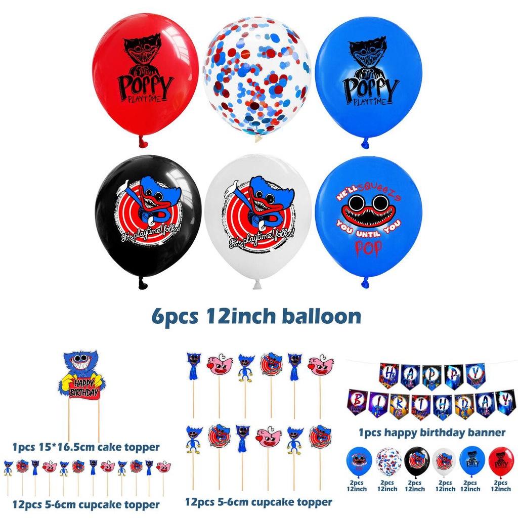 Украшения для дня рождения Poppy Playtime Huggy Wuggy Премиум набор воздушных шаров и топперов для торта