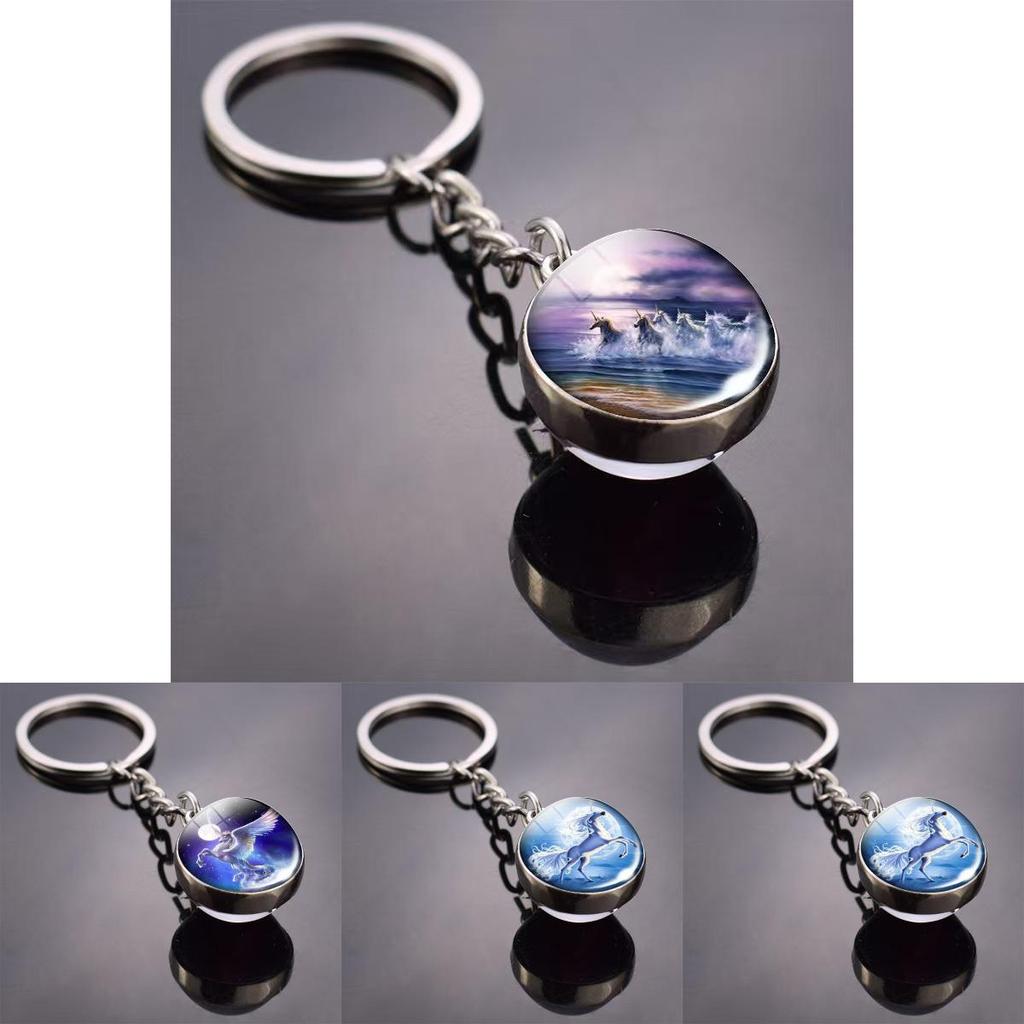 Украшения с узором единорога с круглым шармом из цинкового сплава и стекла для подарка и повседневной носки