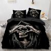 Skull Bedding Set 3D Print Terror Skulls Pattern Ghost Smile King Queen Size for Halloween Decoration Kids Teens Men Duvet Cover