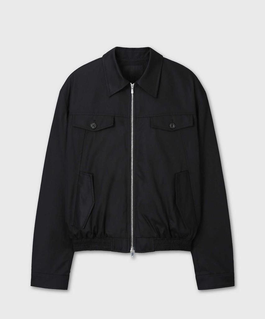 Vern Banded Crop Cotton Blouson (Black)