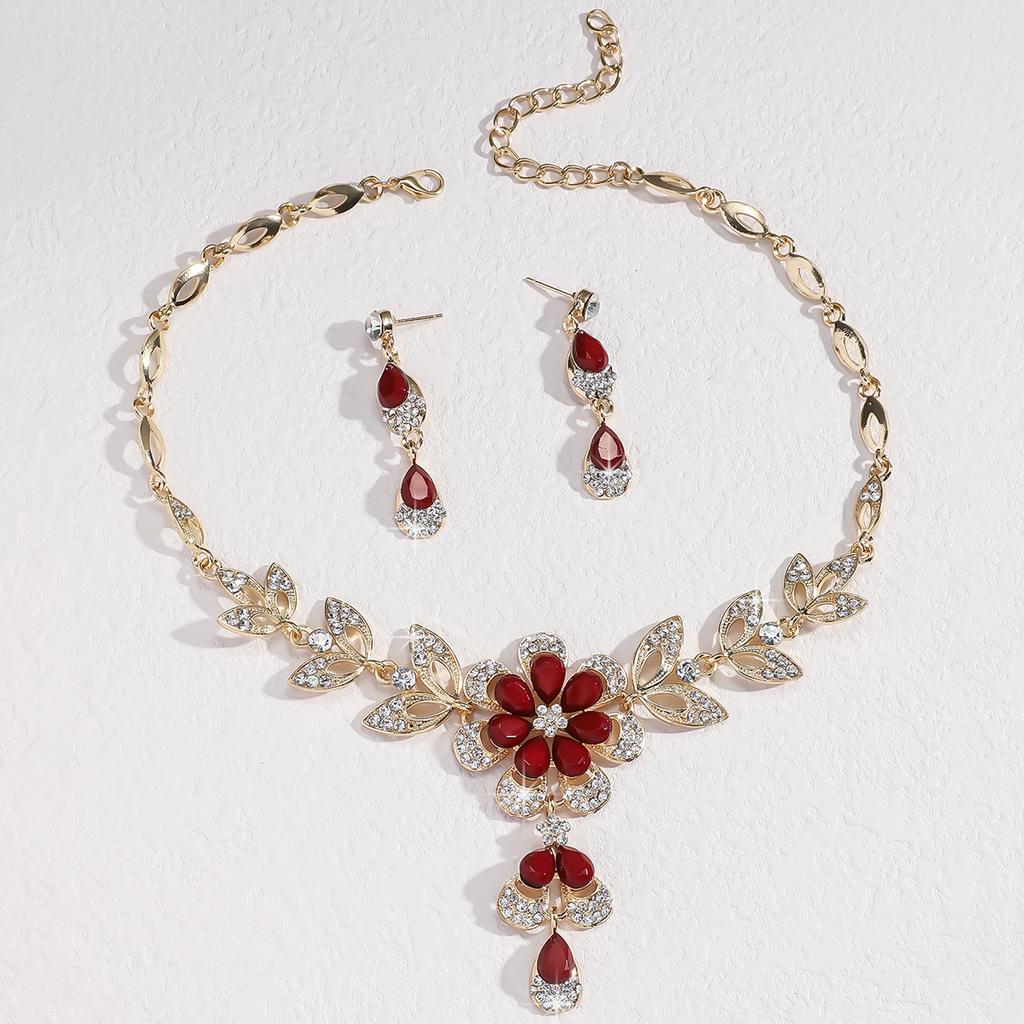 Набор из 3 предметов: женское модное ожерелье, серьги, циркониевый набор с цветочной серией. Подходит для свадьбы, вечеринки, фестиваля, подарков.
