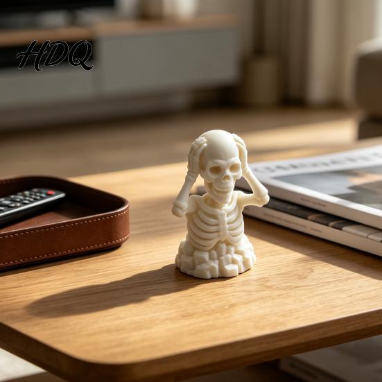 Мини Зловещие Акценты для Комнаты 3D Печатная Фигурка Черепа с Лицом-Ладонью Светящаяся Зеленая Статуэтка-Скелет для Готического Домашнего Декора Хэллоуин Настольный
