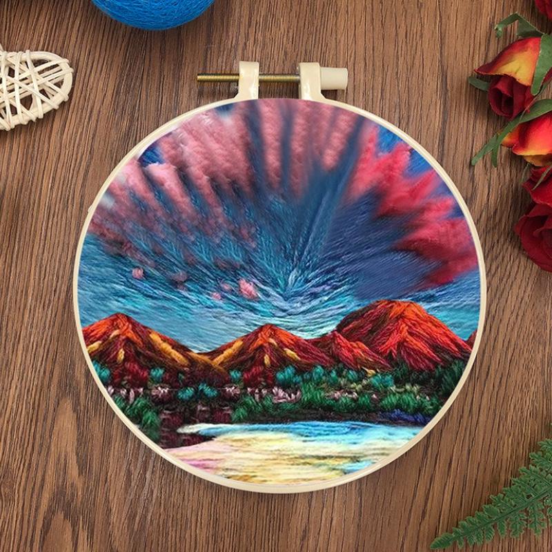 1 шт. Пейзажная масляная живопись, вышивка, набор для рукоделия из ткани своими руками с инструментами