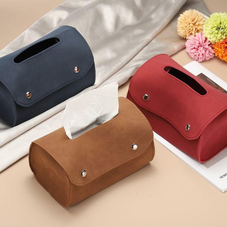 Factory Hot Selling Car Seat Headrest Hanging Leather Tissue Boxes Paper Cover Holder with Detachable Handle Affordable Price