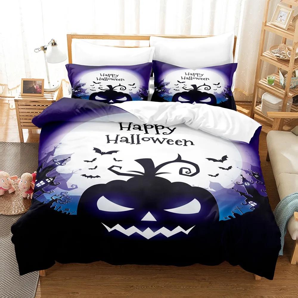 Halloween Pumpkin Cartoon Duvet Cover Pillow Case Home Bedding Set Fun Creative Comforter Sets Gifts for Kids