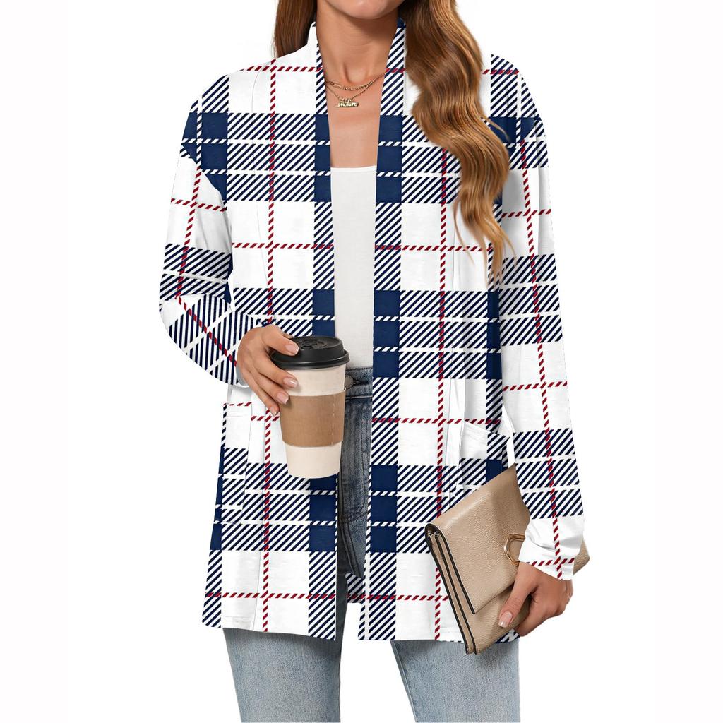 Women's Christmas Printed Lightweight Cardigan Long Sleeved Casual Loose Thin Fit With Pockets Cardigan Jacket