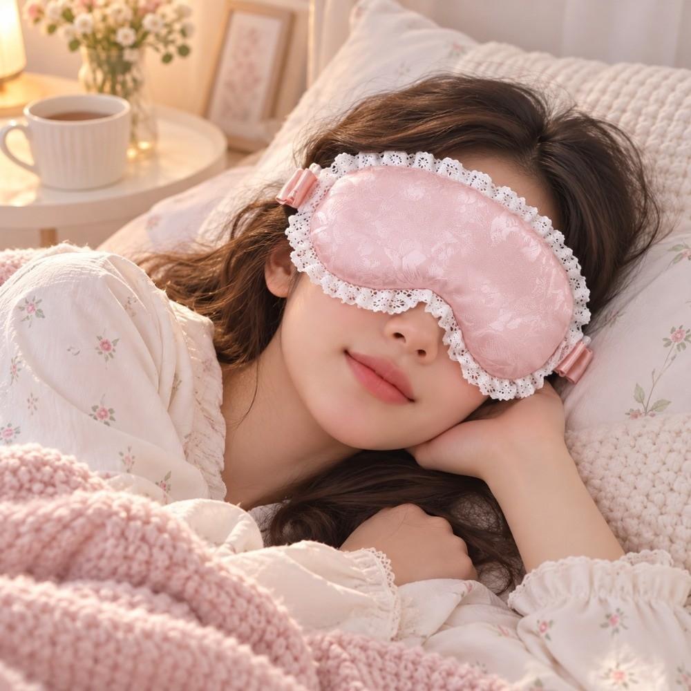 Lace Details Sleep Eye Mask Jacquard Satin Eye Shade Jacquard Satin Lace Eye Mask Office Use