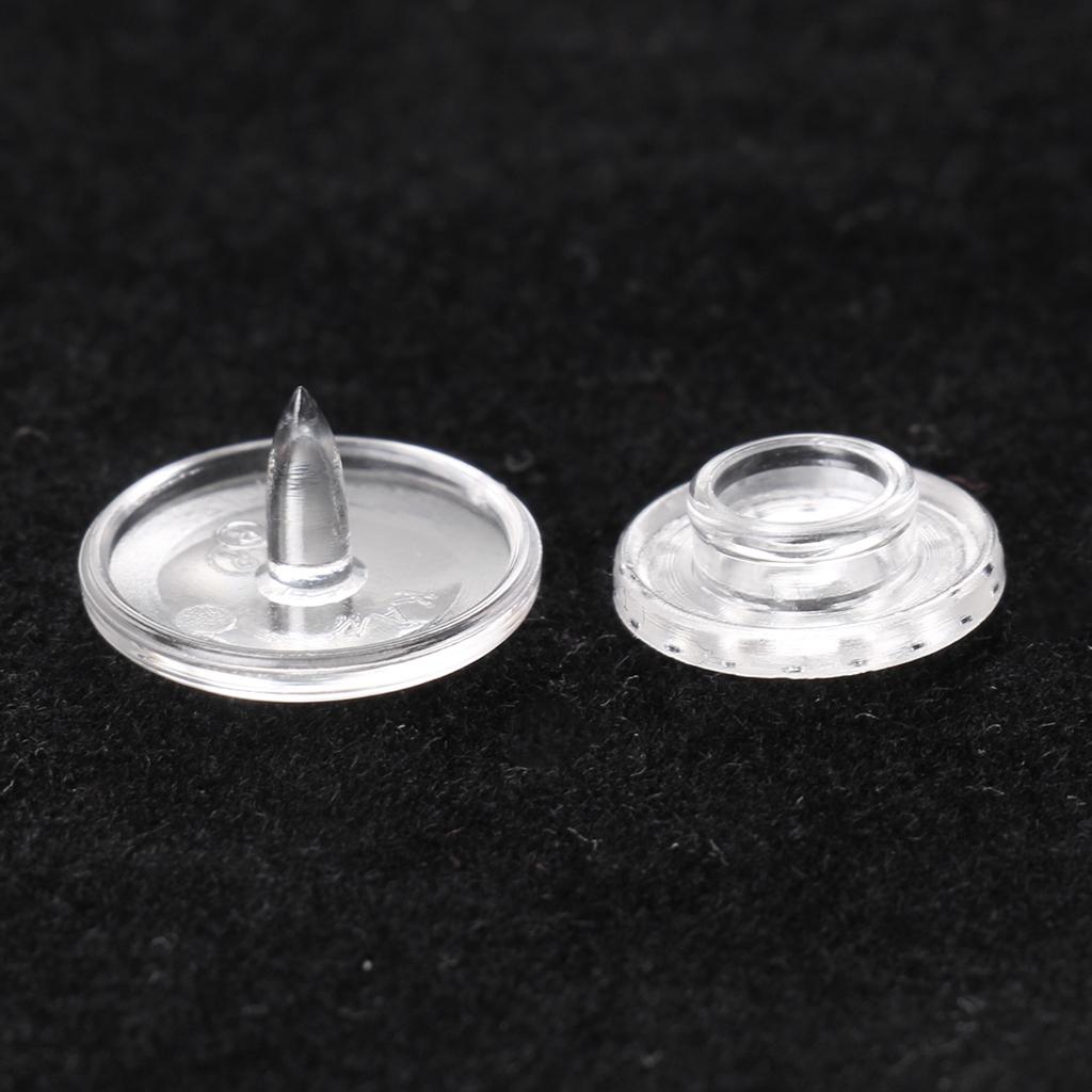 Clear Resin Snap Button Fastener Kit Plastic Poppers for DIY Crafts Sewing Clothing Diaper Bib Curtain