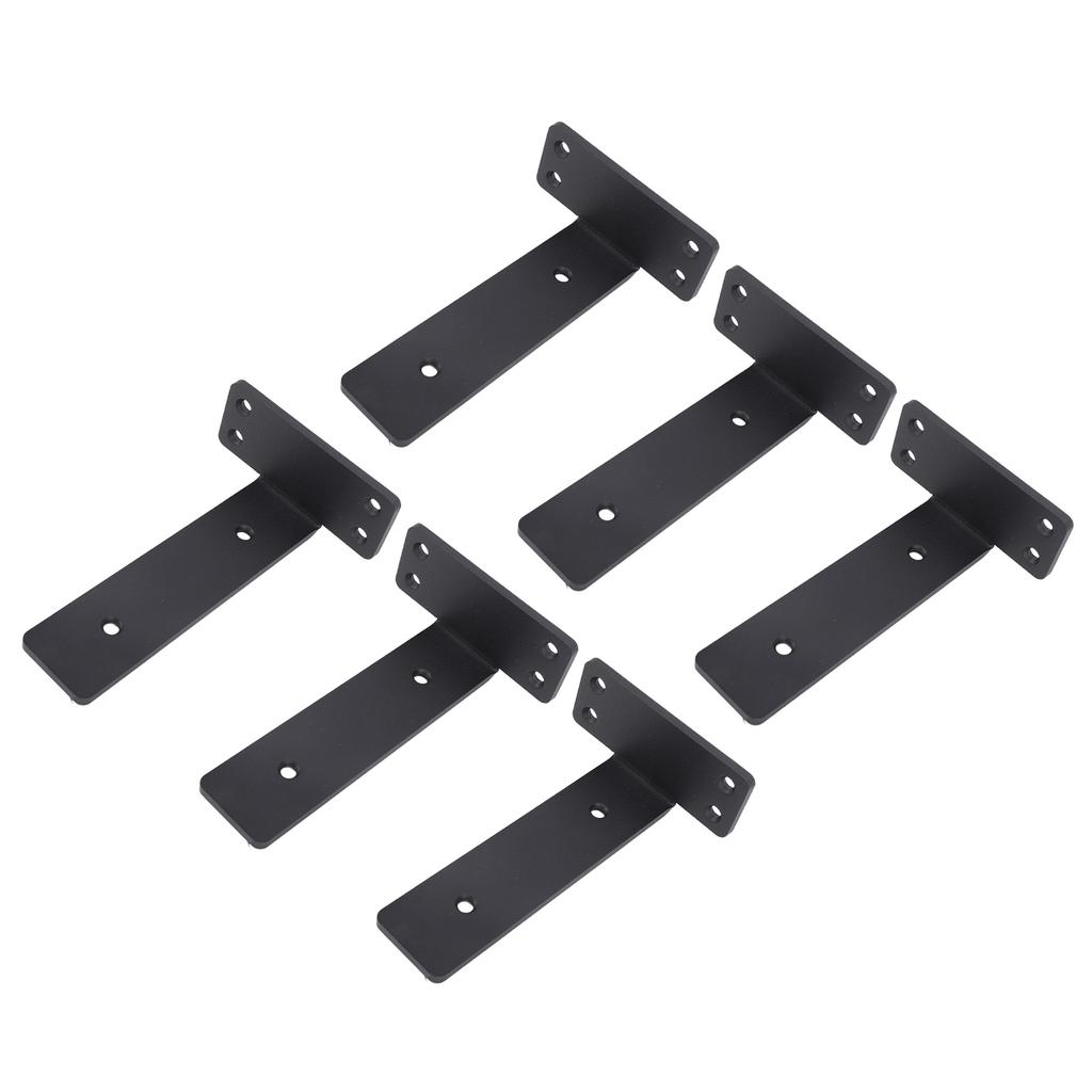 6 Pcs Shelf Bracket 6 Inch Black Matte Coating Heavy Duty Iron Wall Mounted Shelf Support Brackets F