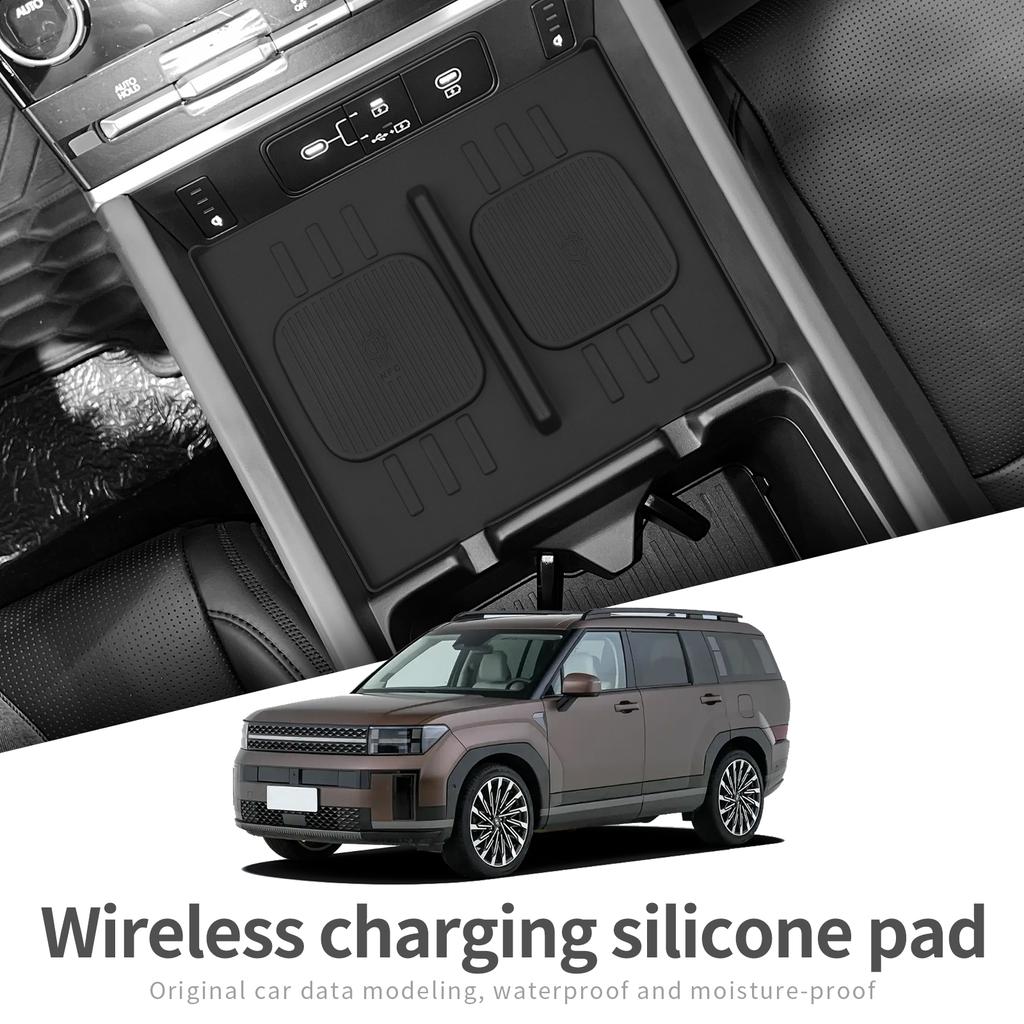For Hyundai Santa Fe 2025 2025 Car Anti-Slip Pad Silicone Center Console Wireless Charger Interior Accessories Black