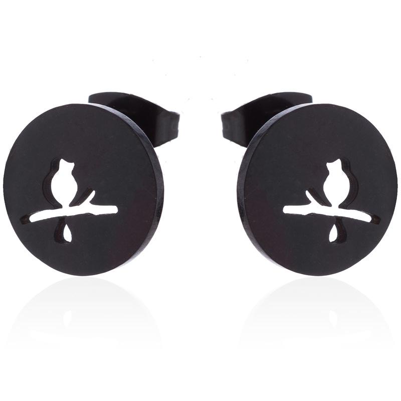 Серьги-гвоздики в стиле ретро из нержавеющей стали с милыми животными - рождественские серьги-гвоздики в виде птиц, кроликов и оленей