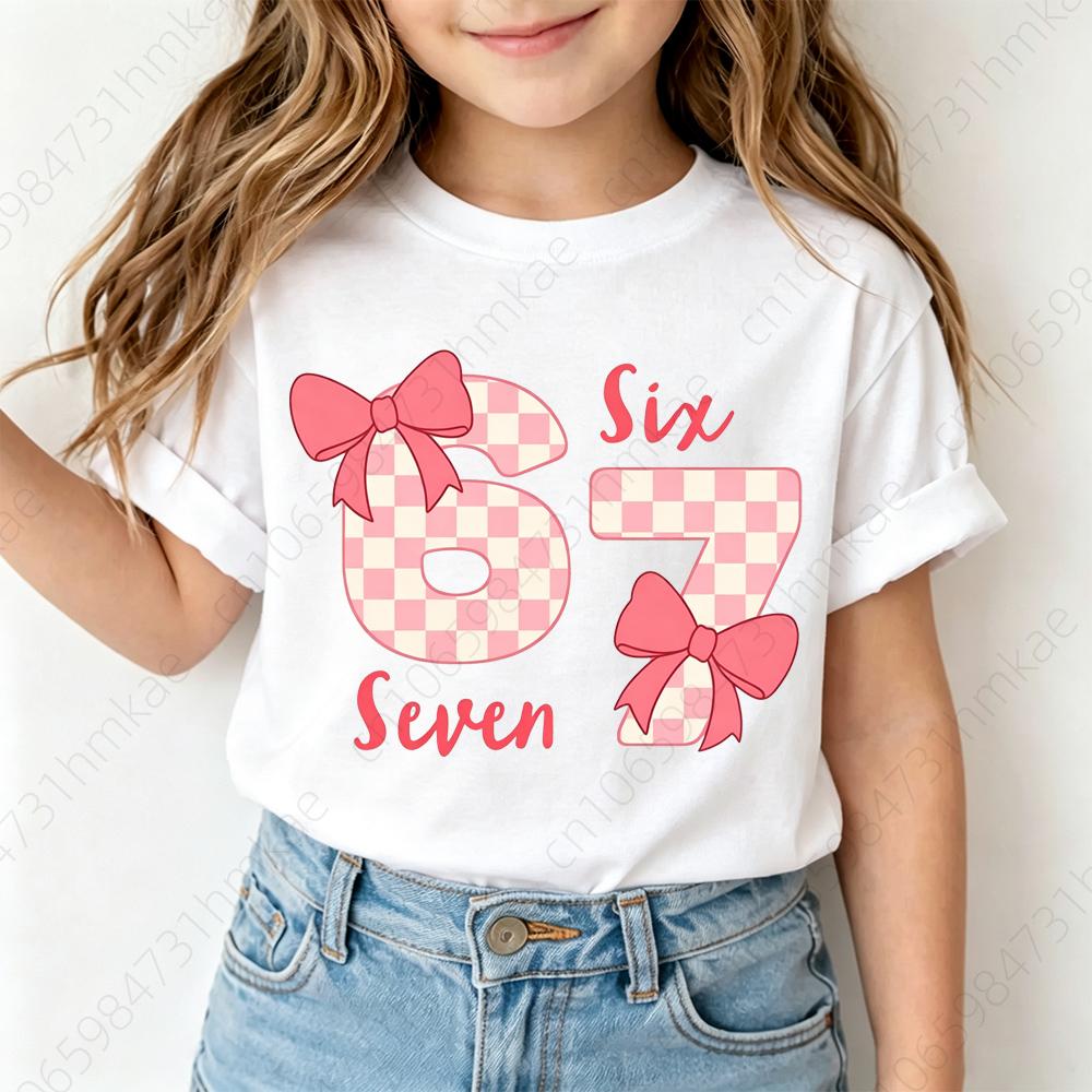 2026 New Funny 67 Brainrot Girls T Shirts for Baby Six Seven Brain Rot T‑Shirt Party Tshirt for Girl Woman Tops Tees