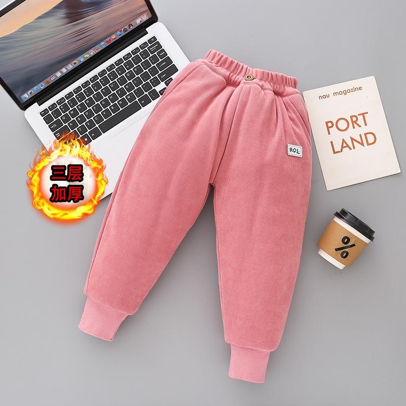 Мальчиковые толстые утепленные брюки зимние детские плюс бархатные теплые брюки детские из овечьей шерсти хлопковые длинные брюки повседневные спортивные брюки