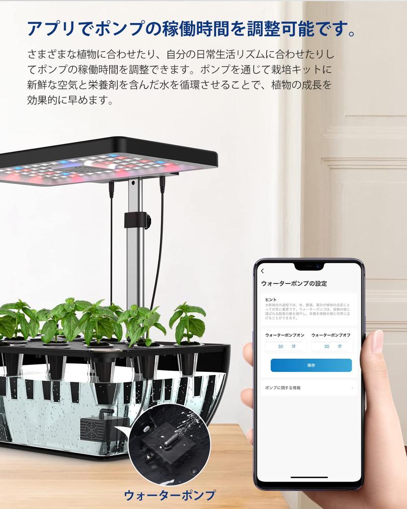 IDOO Набор для гидропонного выращивания, Набор для гидропонного выращивания, Набор для выращивания овощей, Совместимость с приложением Wi-Fi