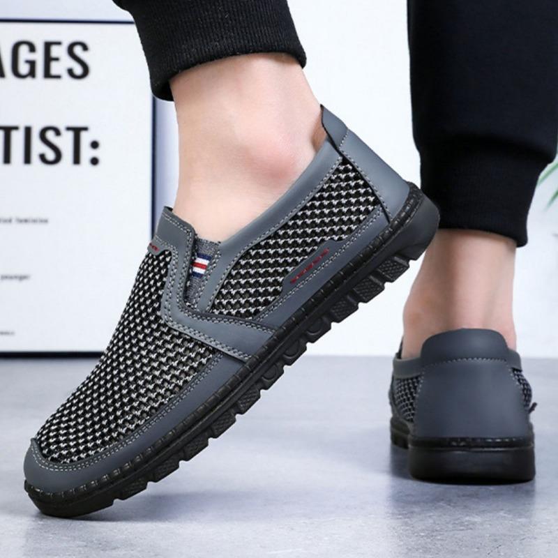 Новая летняя сетчатая полая мужская обувь мягкая подошва легкая и не вызывающая запаха ног полиуретан средний и пожилой 2025 кроссовки для папы