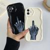 Samsung Galaxy A25 for iPhone 15 Xiaomi Poco X6 Redmi 12 Huawei Honor 90 Phone Cases NY4 Cartoon Middle Finger Art Exclusive Cream Pattern Soft Case