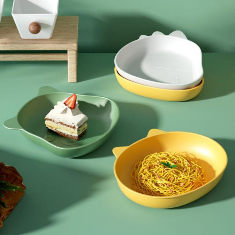 Бытовая обеденная тарелка, мультяшный сервировочный поднос для фруктовых закусок, пластиковые плоские тарелки, блюдца, держатель для кексов, десертов, блюдо для домашней вечеринки