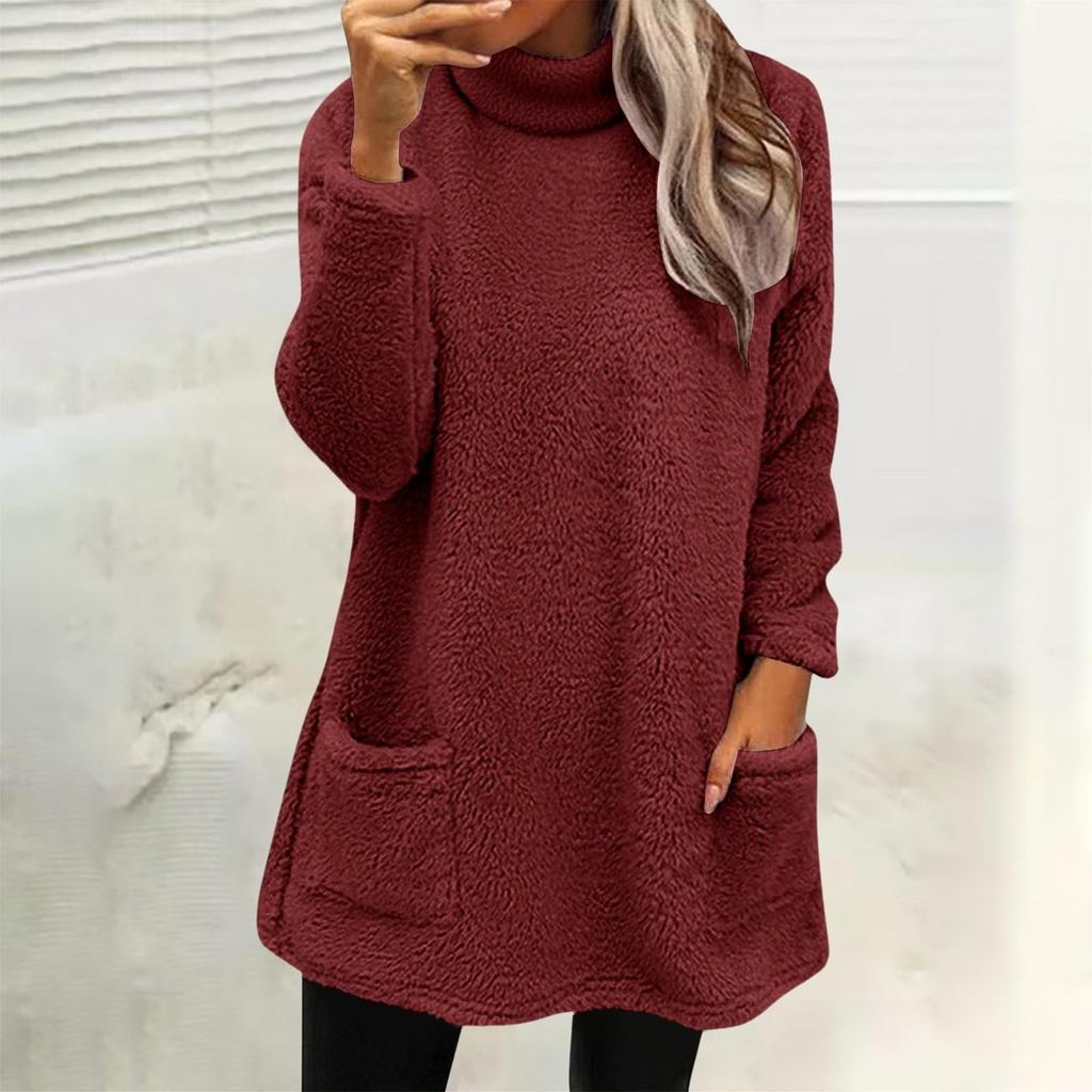 Sweatshirts For Women Mock Turtleneck Fall Winter Warm Sweater Plus Size Tunic Pullover Tops With Pockets