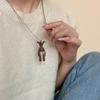 RUI RUI YU, модное ожерелье с подвеской в ​​виде плюшевого мишки кофейного цвета для женщин и мужчин, подвижная цепочка для свитера из титановой стали в стиле ретро, ​​ювелирные изделия, подарок на вечеринку