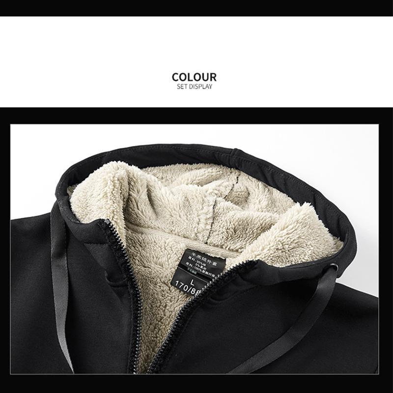 Мужские зимние флисовые комплекты, толстые толстовки + брюки, костюм, толстовка с капюшоном, спортивные костюмы