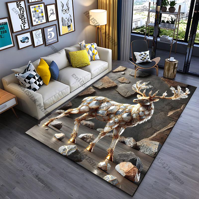 Majestic crystal adorned deer carpet Yoga living room room decor children's crawling mat doormat area rug games mat
