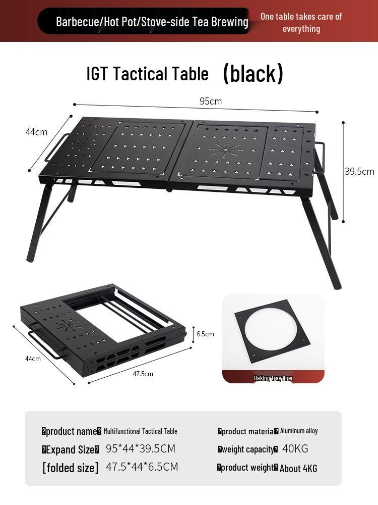 Портативный легкий алюминиевый туристический стол - Складной тактический IGT BBQ обеденная поверхность