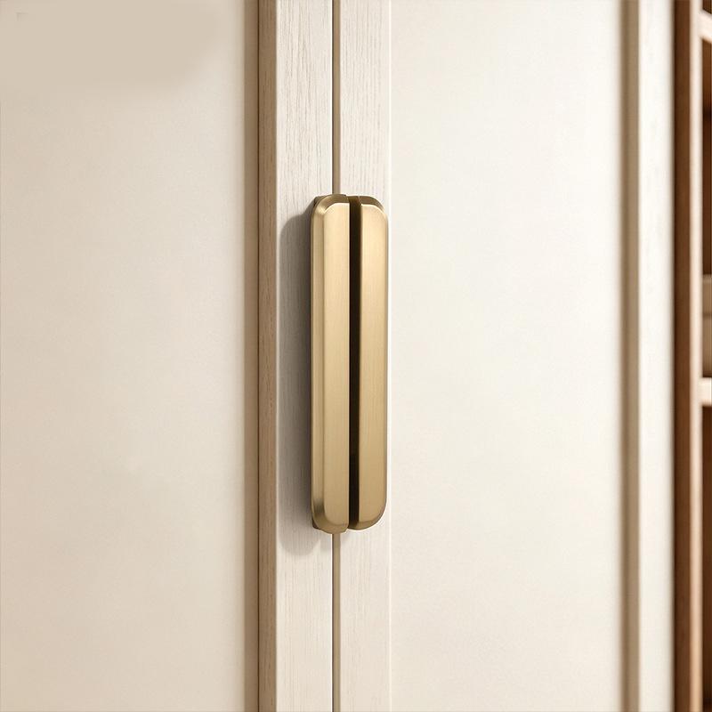 WV Nordic Champagne Gold Brushed Cabinet Door Handle Light Luxury Copper-Colored Solid Zinc Wardrobe Drawer Pulls for Home Decor