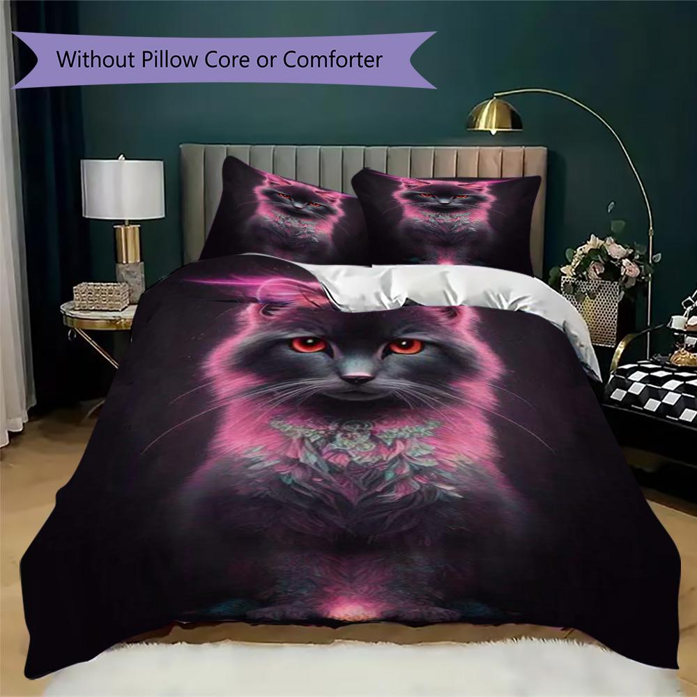 Charming pink cat Pattern Bedding,Quilt Set Quilt Cover Pillowcase Home Birthday Gift (1*duvet cover+2*pillowcase,without core)ZSJT0917320