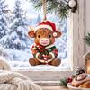 Милые ornaments в форме коровы, деревянный рождественский ornament Хайленд, 2D подвесное украшение со шнурком, деревенское животное, украшение для рождественской елки, вечеринки, уникальное