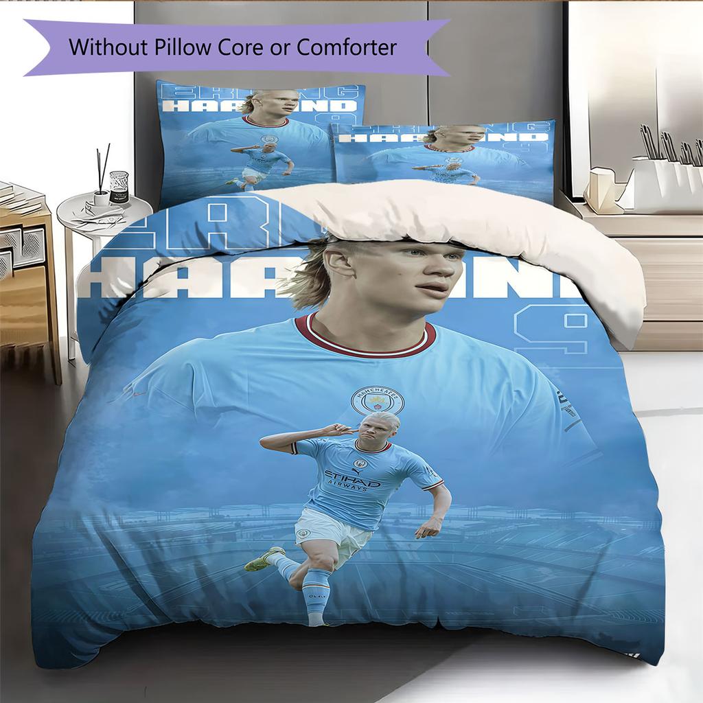 Erling Haaland Spirit Bedding Quilt Set Quilt Cover Pillowcase Home Decoration Birthday Gift (1 * duvet cover + 2 * pillowcase, without core)
